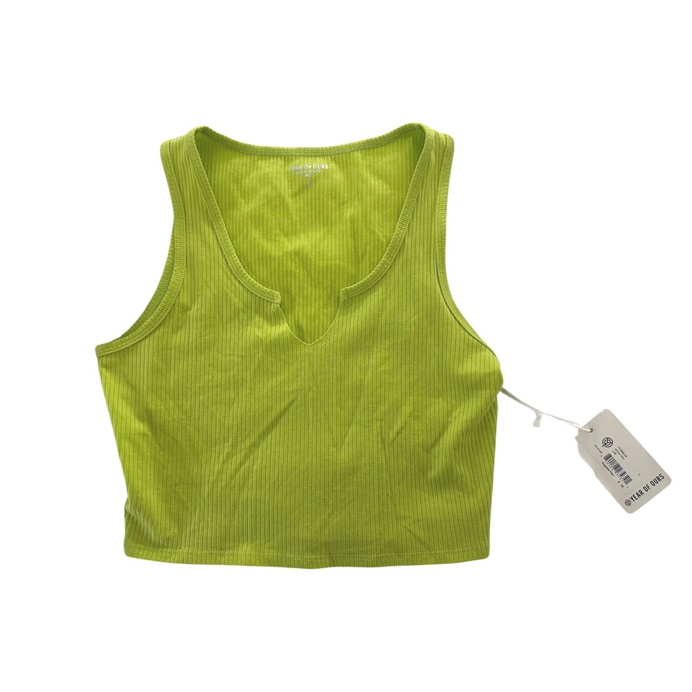 Year of Ours Notch Tank – Lime – Ribbed Crop Tank – NWT Size Large